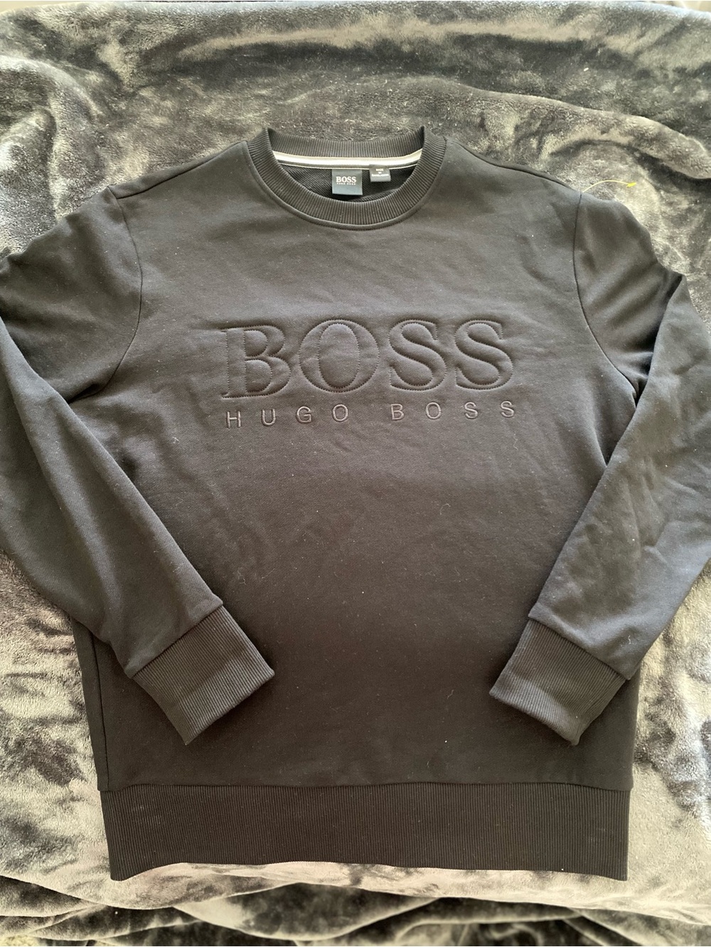 Hugo Boss Black Crewneck Sweatshirt with Raised BOSS Logo